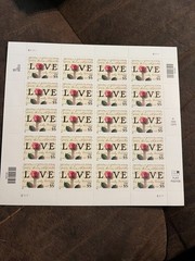 Scott #3499. Abigail Adams Love Letter (Rose) sheet of 20 55c stamps. MNH.
