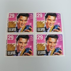 USPS Block of Four Elvis Presley 29 Cent Commemorative Stamps The King Of Rock