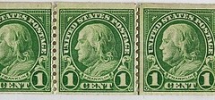 Benjamin Franklin One Cent U.S. Rare Set of 3 unused Stamps No Rubber Stamp Mark