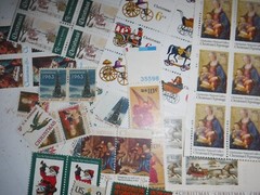 Christmas Postage Stamps Lot, Vintage Stamps $100 Face Value