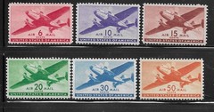 U S Postage Stamps – Scott C25 thru C30 Airmail – F/VF MH