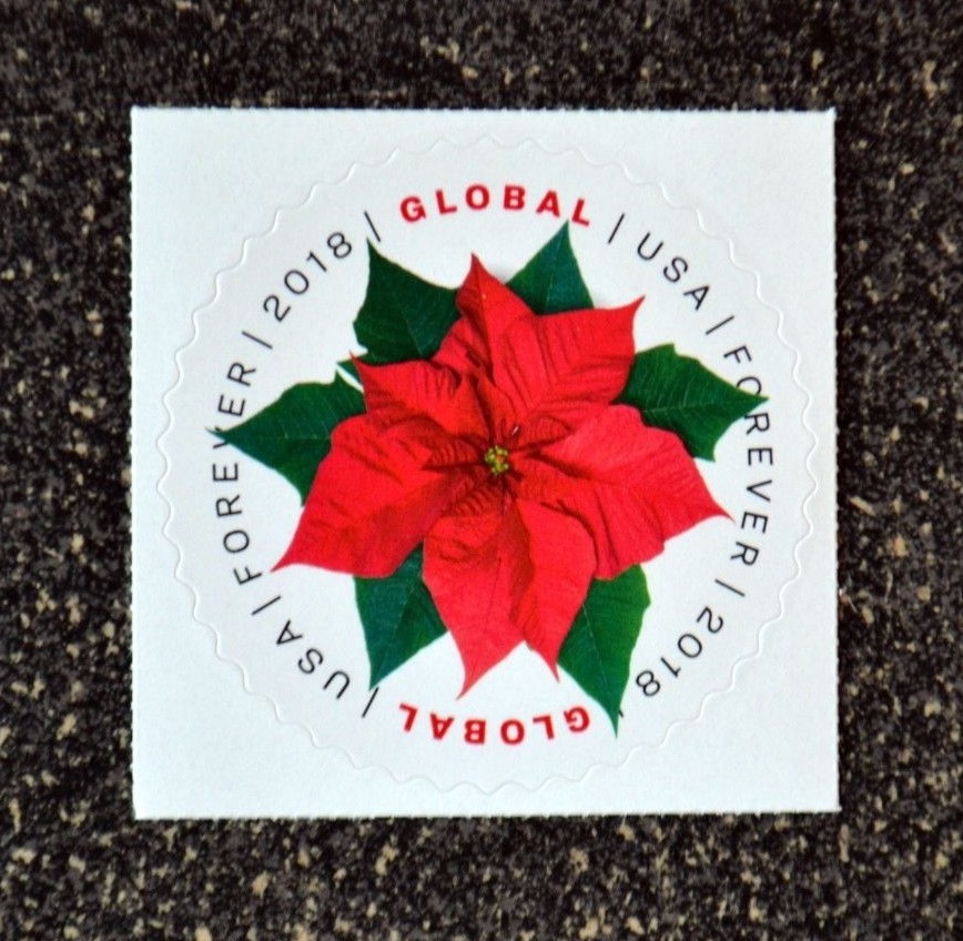 2018USA #5311 Global Forever Poinsettia Single Mint (international sase)Air Mail