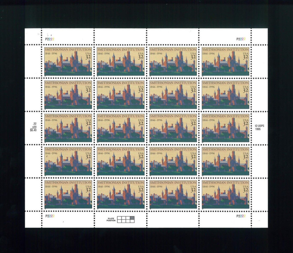 United States 32¢ Smithsonian Institution Postage Stamp #3059 MNH Full Sheet