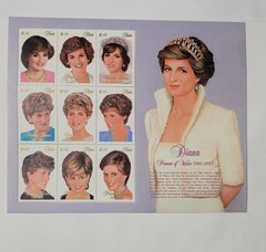 Nevis 1997 – Princess Diana Royalty – Sheet of 9 Stamps – Scott #1030 – MNH