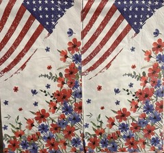 Three Individual paper dinner Decoupage Napkins Red/White/Blue Flag 4 Th Of July
