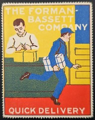 Vintage Forman Basset Company Book Binding Quick Delivery Postman Poster Stamp