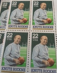 12 Knute Rockne Football Stamps For Holiday, Wedding And Valentine Mail