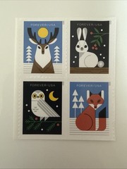 Winter Woodland Animals USPS Postage Stamps