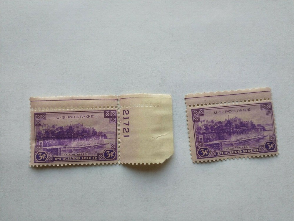 Lot of 2 TWO – 1937 US Scott #801 Unused Stamp 3 cent Puerto Rico FREE SHIPPING