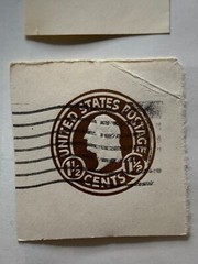 1925 U.S SCOTT#U481 1 1/2 CENT CUT SQUARE USED STAMP (4 pcs)