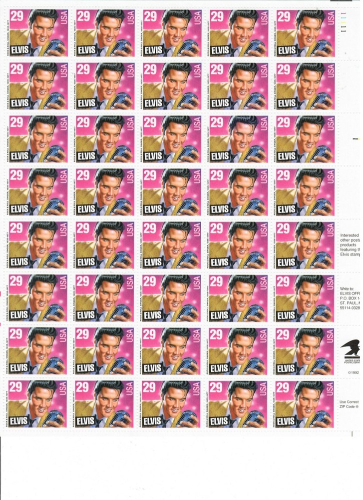 ELVIS PRESLEY 29¢ US USA Postage Stamps 1 Sheet of x 40. Sc # 2721