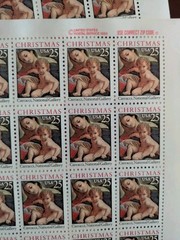 1989 25 Cent US Postage Stamps 150 Total 3 Full Mint Sheets Jesus and Sleigh art
