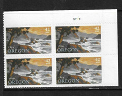 USA SC # 4376 Oregon Statehood , BLK4 Plate number . MNH
