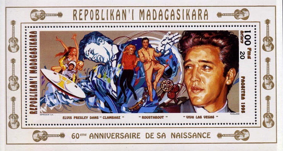 Madagaskar 1995 Elvis Presley Postage Stamp – 60th Anniversary 1935-1977