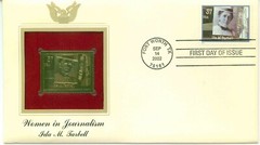 First Day Of Issue Sep 14 02 Fort Worth TX 22kt Gold Replica Ida M. Tarbell