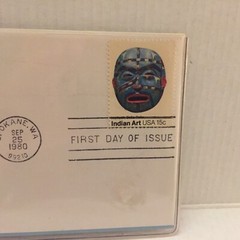 1980 Two Northwest Masks First Day of Issue Indian Art Stamps