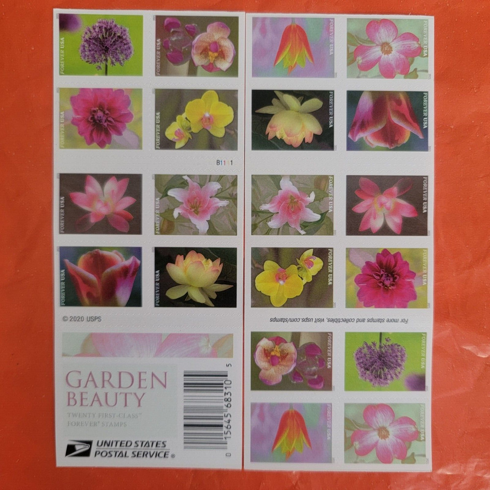 Sheet of 20 Garden Beauty Stamp 1 booklet Wedding Celebration Anniversary Stamps