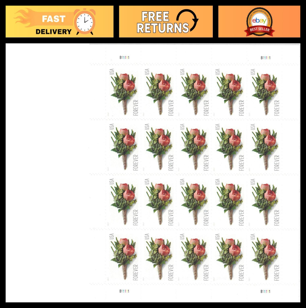 Forever Stamps Celebration Boutonniere – 2 Sheets, 40 Postage Stamps for Collect