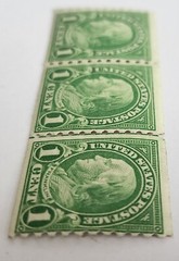 Benjamin Franklin One Cent U.S. Rare Set of 3 unused Stamps No Rubber Stamp Mark