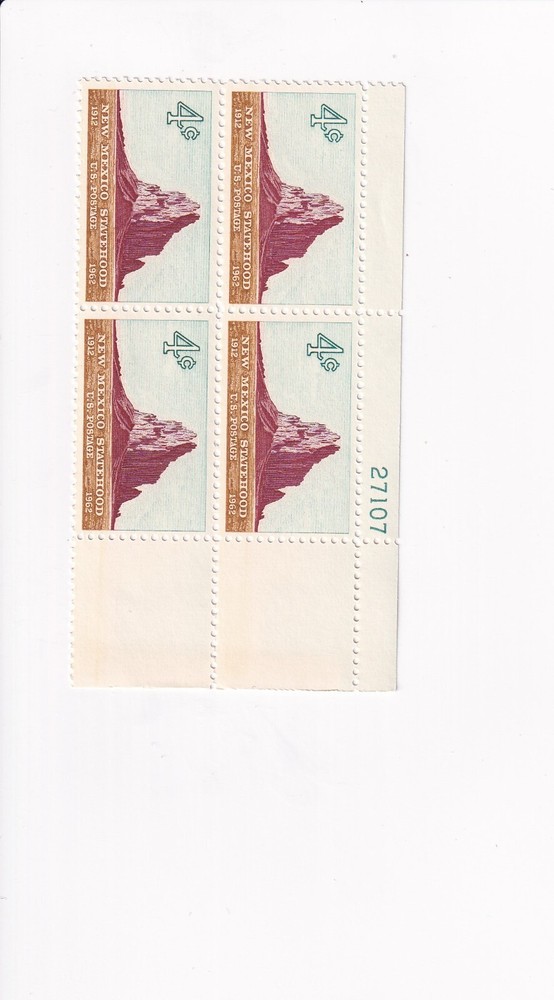 US Postage Stamp 4 CENT 4c PLATE BLOCK NEW MEXICO STATEHOOD