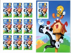 Scott#: 3204 Sylvester & Tweety Bird Pane of 10×32¢ 1998 Stamps – Lot 14