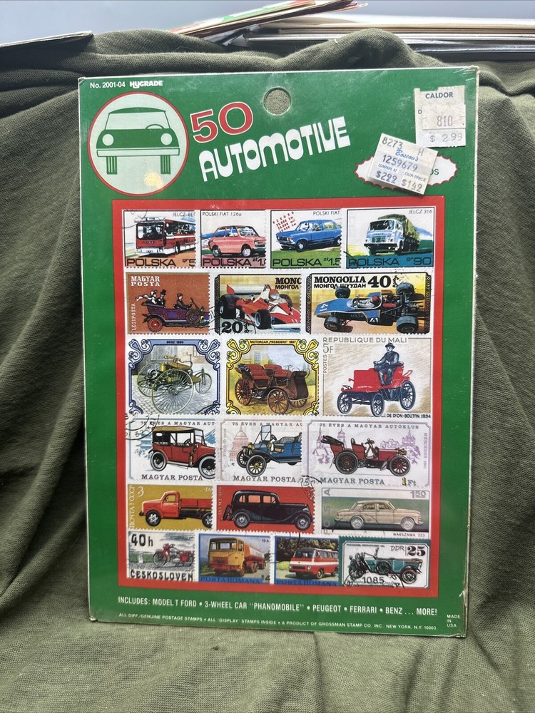 LOT OF 50 AUTOMOBILE STAMPS – CARS FERRARI BENZ PEUGEOT PHANOMOBILE etc