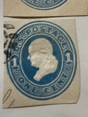 1870 United States of America Benjamin Franklin 1c Postage Stamp #U74 Used (2x)