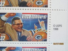 1996 VINCE LOMBARDI STAMPS SEALED UNCUT USPS PRESENTATION BLOCK OF 20 STAMPS