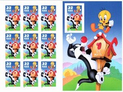 Scott#: 3204 Sylvester & Tweety Bird Pane of 10×32¢ 1998 Stamps – Lot 3