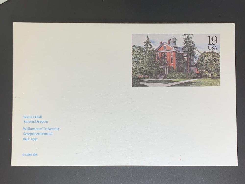 U.S.Postcard, 1991, Waller Hall, Oregon, 19c, Scott #UX162 Unused