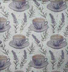 Two Paper LUNCHEON Decoupage Napkin Lavender Fields/farmhouse Teacup /purple 6.5