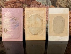 Antique photo, tintype, set of 3, baby, paper frame