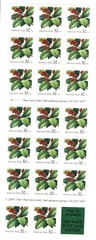 United States 32¢ American Holly Postage Stamp #3177 Booklet Pane of 20