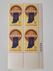 1966 indiana US Postage stamp 5 Cent plate block MNH Scott #1308