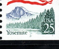 US Stamps – 25¢ Flag/Yosemite Park – Plate #3 Coil Strip of 5 MNH stamp SC#2280
