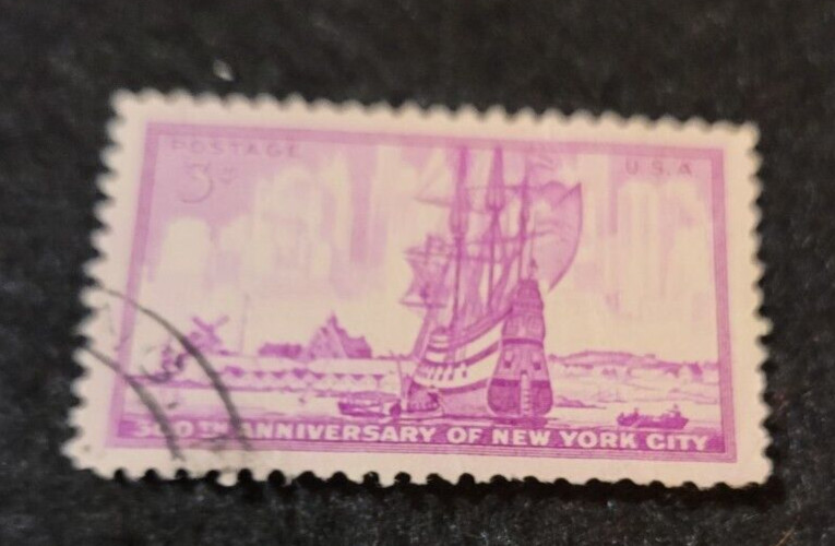 # 1027 – 1953 3¢ New York City Dutch ship USA Used 1 Stamp +2 FREE