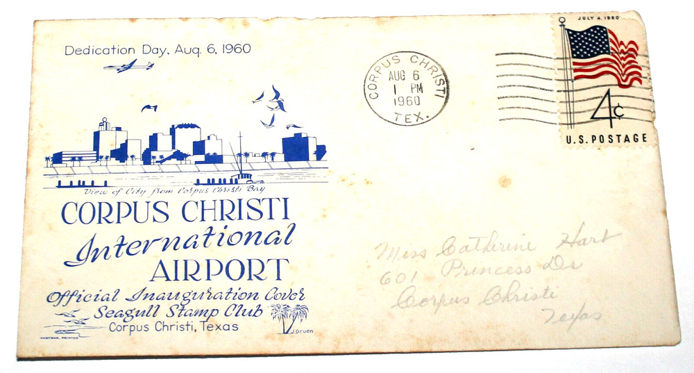 Corpus Christi International Airport 1960 Official Inauguration Cover Stamp Club