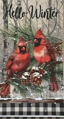 Two Individual dinner Decoupage Napkins Red Birds Snow Christmas Pine Cones