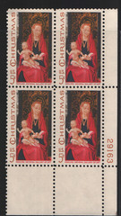 1967 5c Madonna & Child Block of Four Scott #1336 ST217