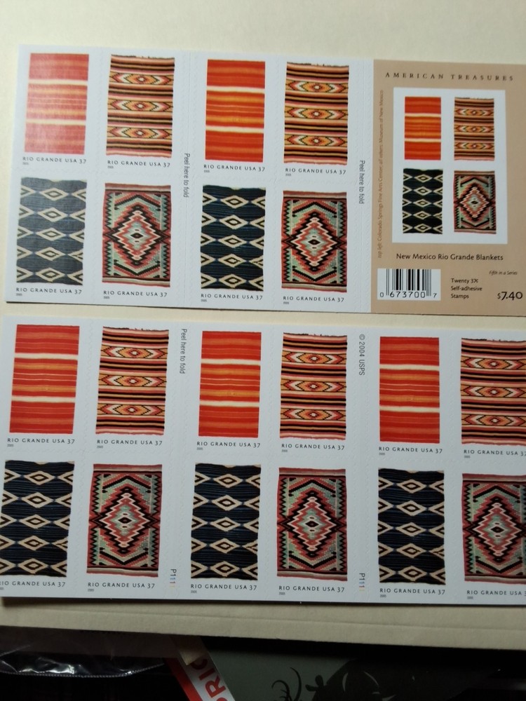 Two Booklets Of 20 Each RIO GRANDE BLANKETS 37¢ US Postage Stamps Sc 3926-3929