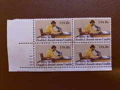 US Scott 1925 MNH Pane of 4 – “Disabled Doesn’t Mean Unable” 18¢ Stamps