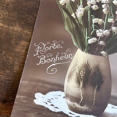 France Lily of the Valley Antique Postcard Sepia Flower Lily of the Valley