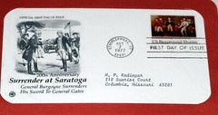 First Day of Issue Souvenir Page Burgoynes Surrender Saratoga 1977 Stamp