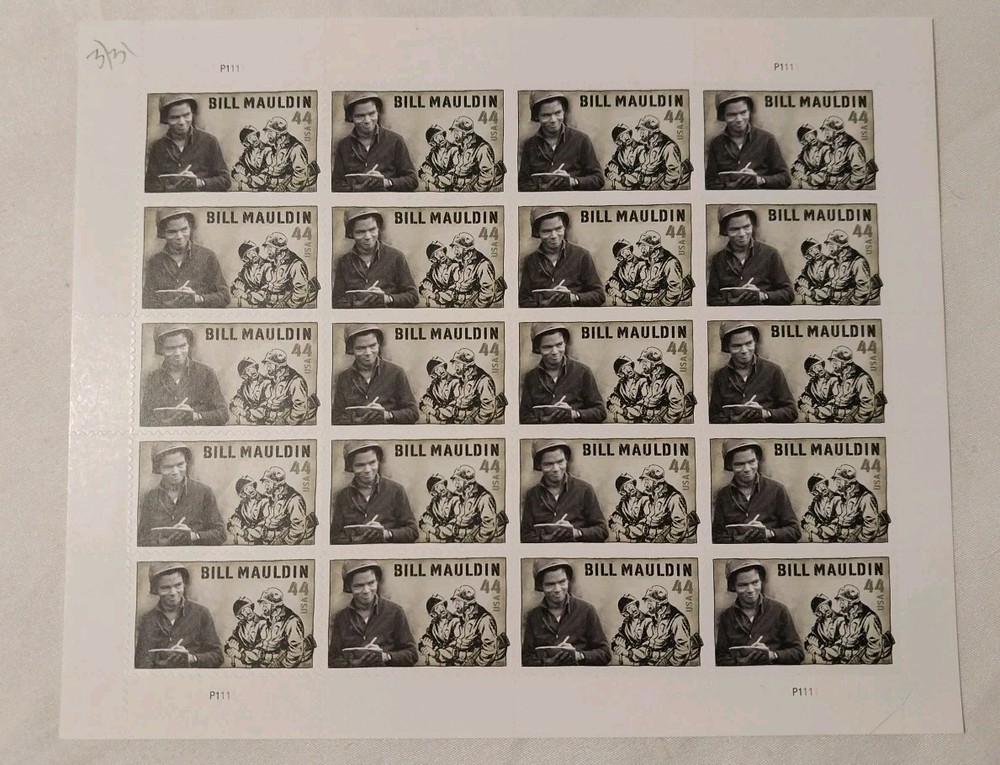 US 2010 SC 4445 44c Bill Mauldin, Cartoonist – Full Sheet of 20 – MNH Fresh