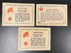 Bi-Centennial Stamps on Wood – One Wooden Nickel