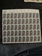1996 bear bryant 32 cent stamps, 3 panes of 20 (50 total stamps)