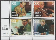 Scott # 3339-3342 -found a sheet MNH – Hollywood Composers – MNH -1999