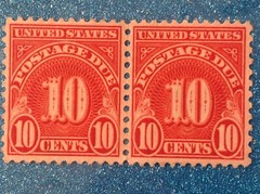 #J74, UNITED STATES STAMPS, POSTAGE DUE, 1930 , 10 cents, vintage LINE PAIR
