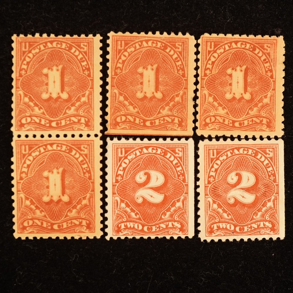 1917 1+2c Postage Due Stamps, 4x J61, 2x J62, Hinged – Free Shipping USA