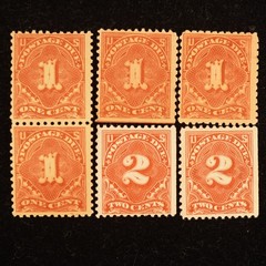 1917 1+2c Postage Due Stamps, 4x J61, 2x J62, Hinged – Free Shipping USA